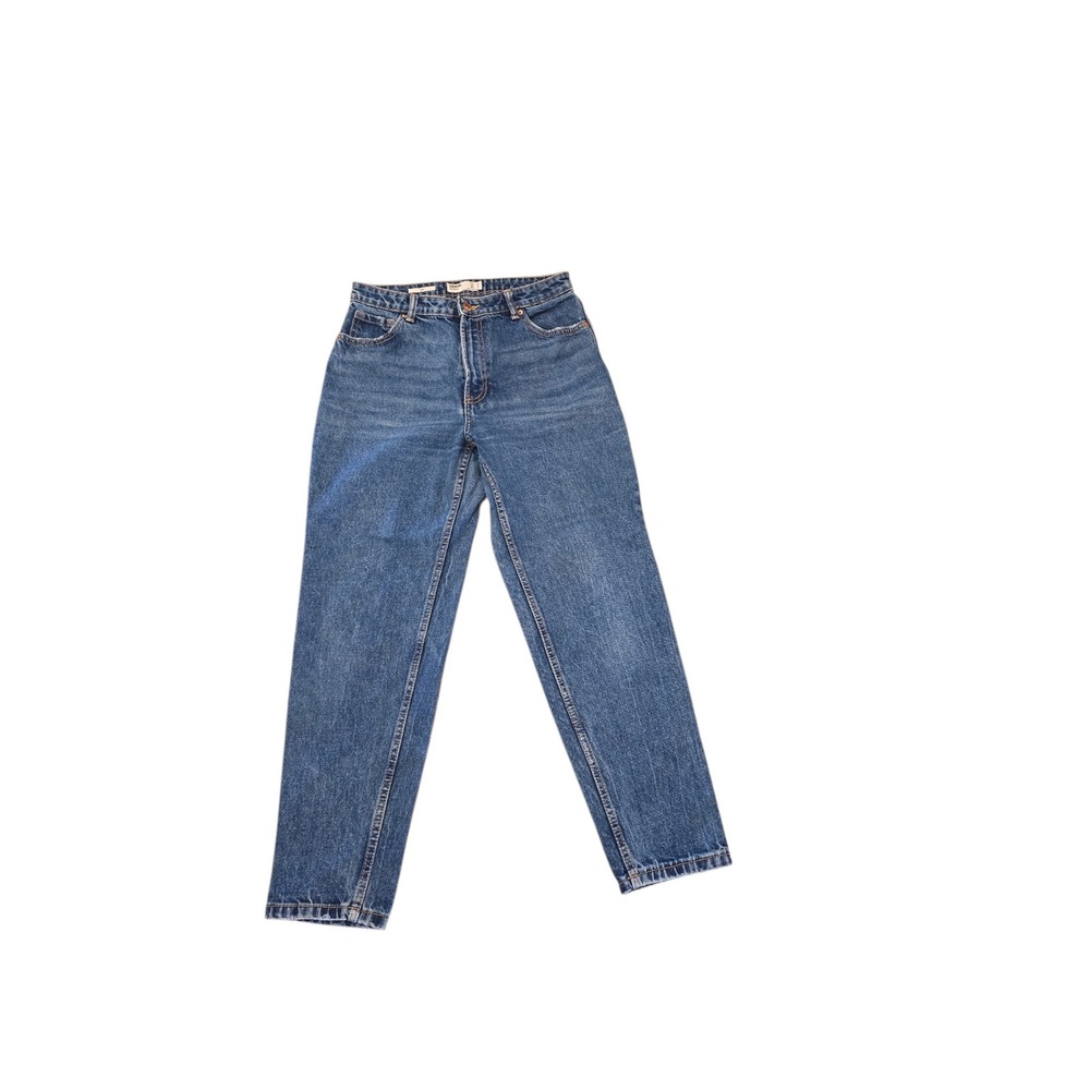 Bershka Mom Fit High Waisted Blue Denim Jeans Womens Size 6 Medium Wash